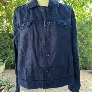 Navy 100% Linen Jacket